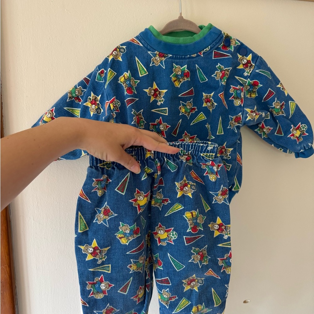 Vintage Oshkosh Tebby Bear Sports denim sweater and pants